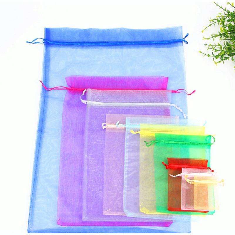 100 PCS Organza Gift Bags Jewelry Packaging Bag Wedding Party Decoration, Size: 7x9cm(D19 Olive G...