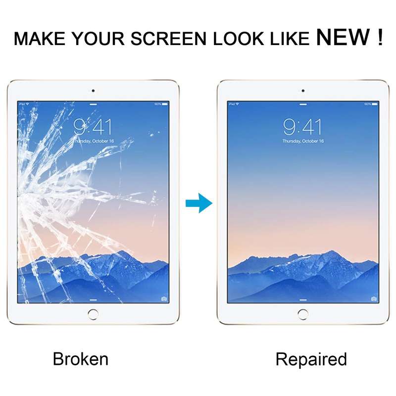 For iPad 6 / Air 2 Front Screen Outer Glass Lens with OCA Optically Clear Adhesive(Black)