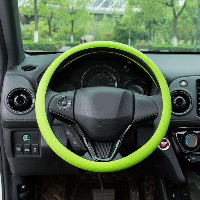 Silicone Rubber Car Steering Wheel Cover, Outside Diameter: 36cm(Green)