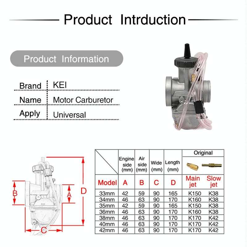 PWK35mm Universal Motorcycle Carburetor Carb Motor Carburetor