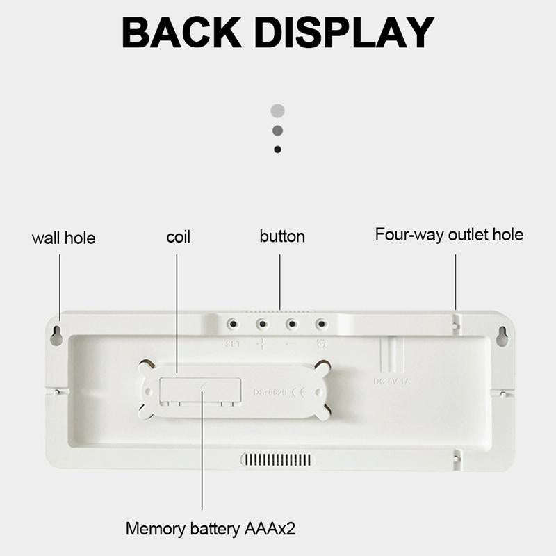 6629 13 Inch Multifunctional LED Living Room Large Screen Wall Clock(Black Shell Red Light)
