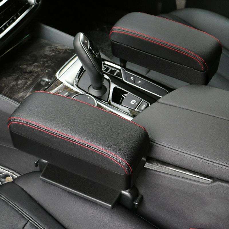Universal Car PU Leather Wrapped Armrest Box Cushion Car Armrest Box Mat with Storage Box (Black ...
