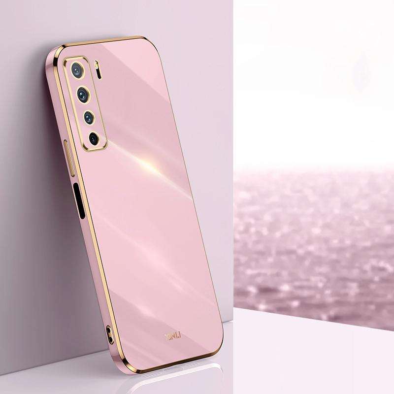 For Huawei nova 7 SE XINLI Straight 6D Plating Gold Edge TPU Shockproof Case(Cherry Purple)