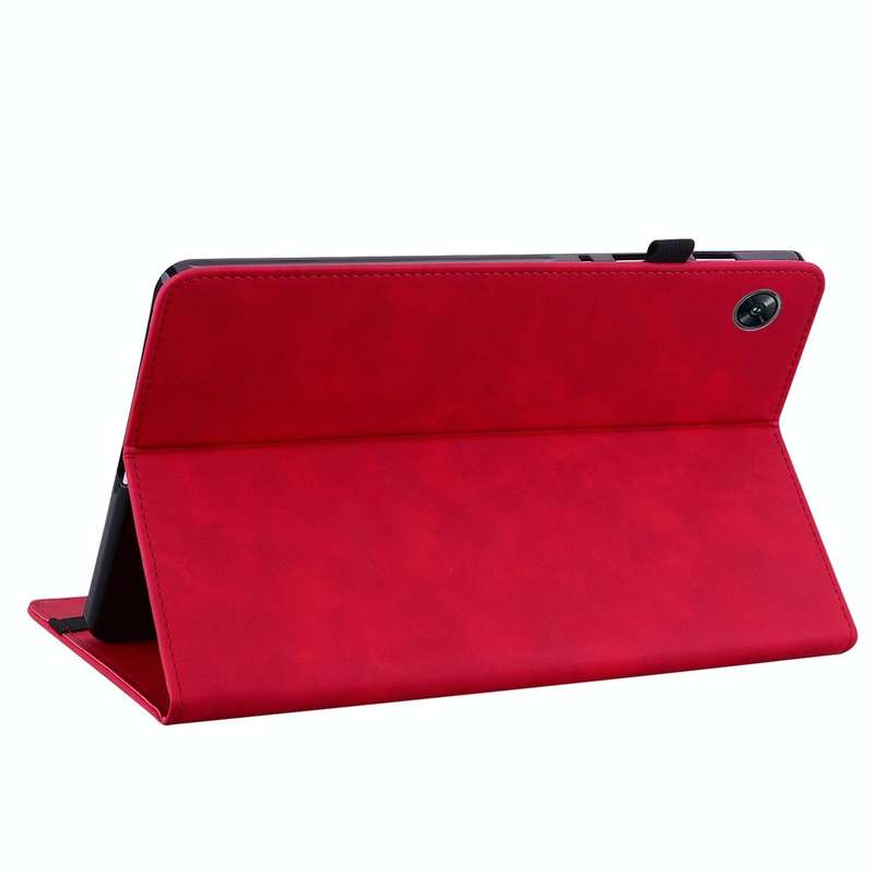 For OPPO Pad Air Skin Feel Solid Color Zipper Leather Tablet Case(Red)