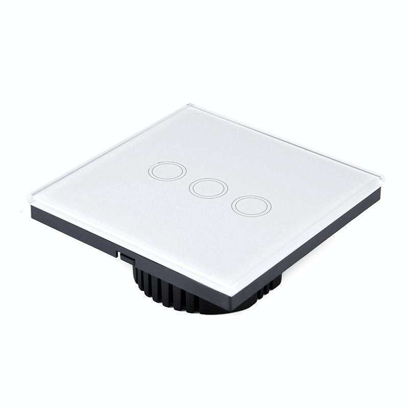 86mm 3 Gang Tempered Glass Panel Wall Switch Smart Home Light Touch Switch with RF433 Remote Cont...