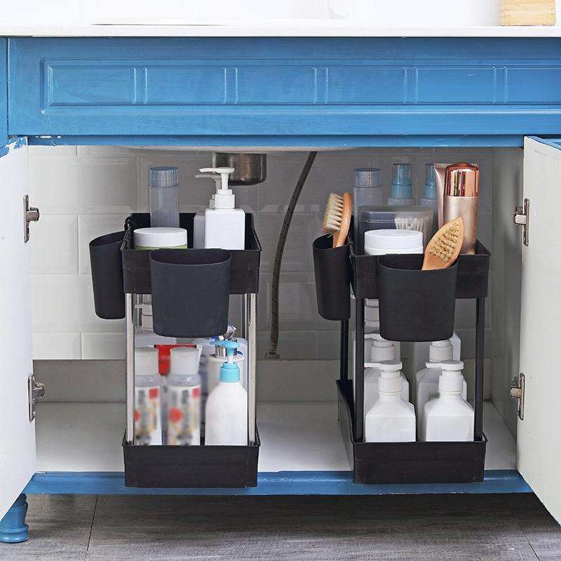 2222 Multifunctional Kitchen Counter Storage Rack, Spec: Cup Holder (Steel Color)