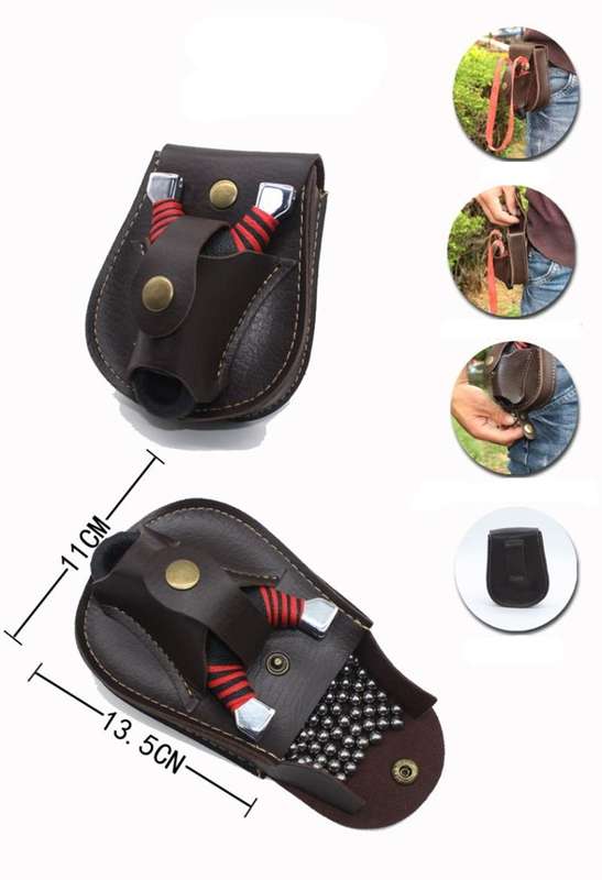 Steel Ball Package Leather Slingshot Bag Durable Without Deformation for Hunting, Color Random De...