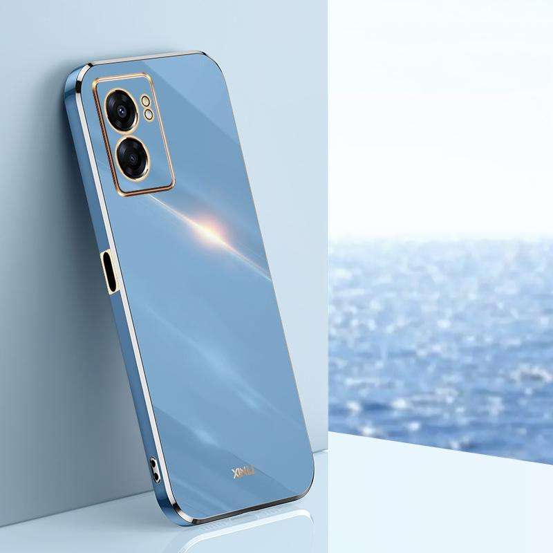 For OPPO A57 XINLI Straight 6D Plating Gold Edge TPU Phone Case(Celestial Blue)