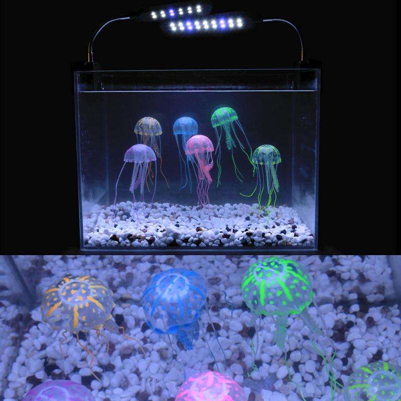 3 PCS Aquarium Articles Decoration Silicone Simulation Fluorescent Sucker Jellyfish, Size: 10*23c...