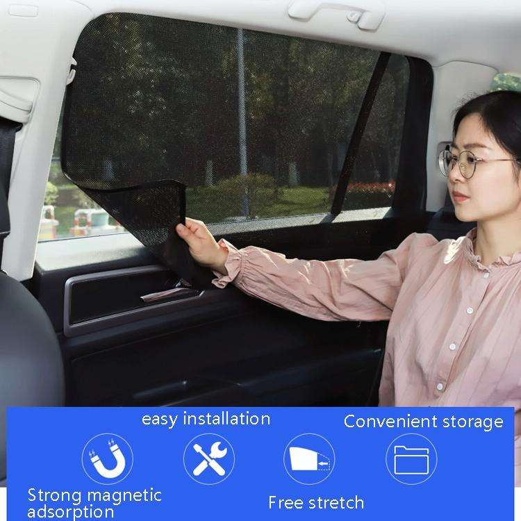 4 PCS Net Yarn Magnetic Suction Type Car Sunshade Curtain, Size: Back Row Square
