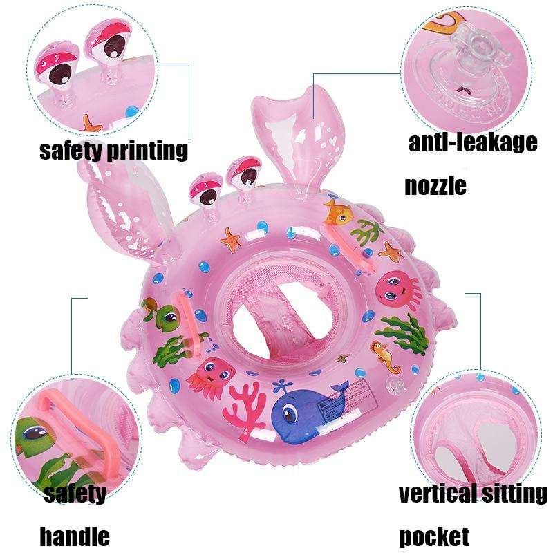 Crab Shape Baby Swimming Ring Sitting Ring Inflatable Float Ring(Blue)