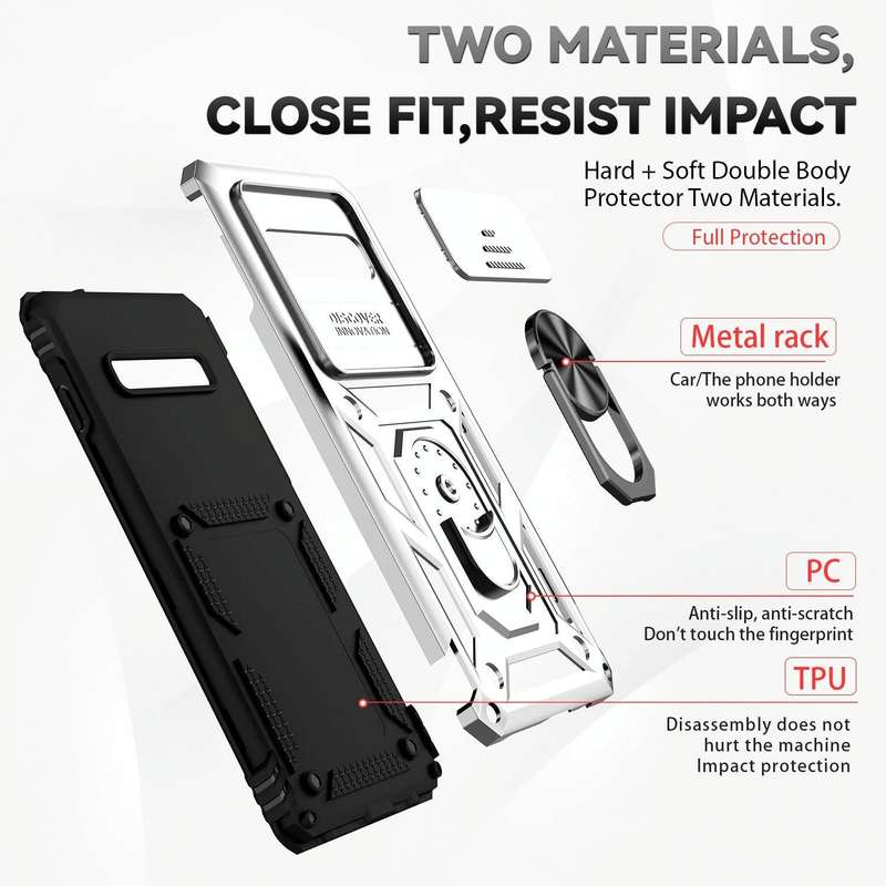 For Samsung Galaxy S10+ Sliding Camshield Holder Phone Case(Silver)