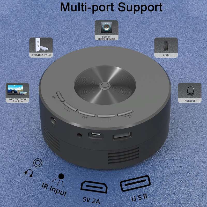 YT200 320 X 180P LED HD Mini Projector USB Powered Support Wired Connection Phone Screen(White)