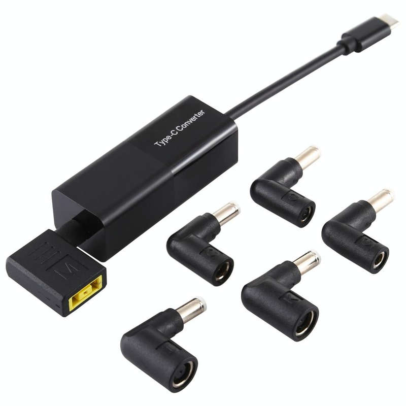 Laptop Power Adapter 65W USB-C / Type-C Converter to 6 in 1 Power Adapter (Black)