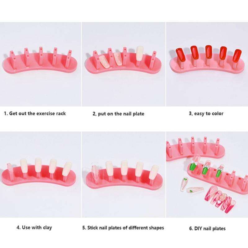 3 Sets Adhesive-Free Nail Practice Stand Nail Display Stand(01 White)