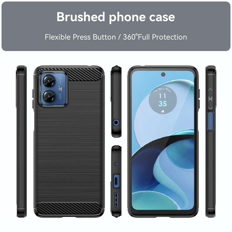 For Motorola Moto G14 Brushed Texture Carbon Fiber TPU Phone Case(Black)
