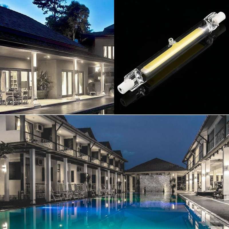 R7S 220V 13W 118mm COB LED Bulb Glass Tube Replacement Halogen Lamp Spot Light(6000K White Light)