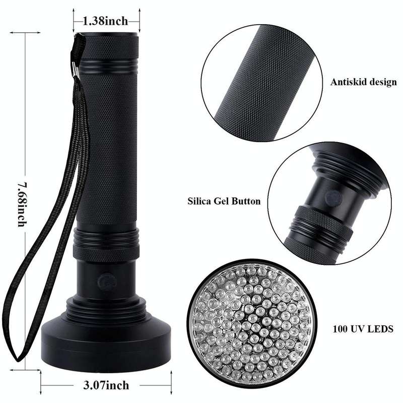 100 LED UV Flashlight Scorpion Detector Fluorescence Detector