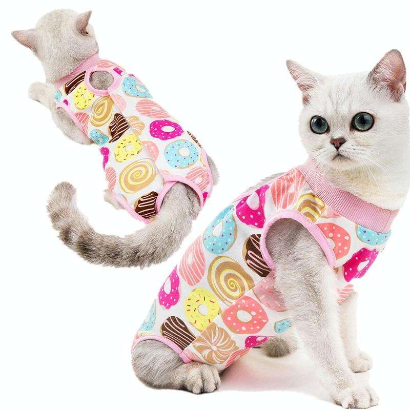 Female Cat Breathable And Anti-Licking Sterilization Clothing, Size: S(Donut)