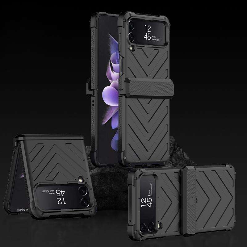 For Samsung Galaxy Z Flip4 GKK Magnetic Folding Swivel Armored Phone Case with Hinges(Black)