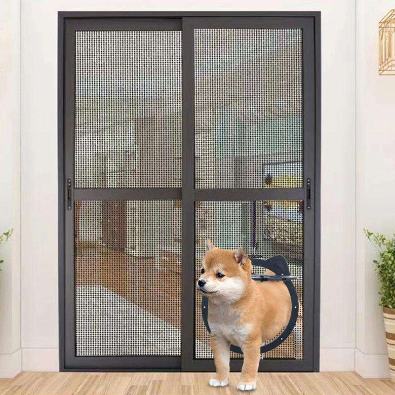 Pet Screen Door Two Way Access Magnetic Closing Cat Door Pet Products(Black)
