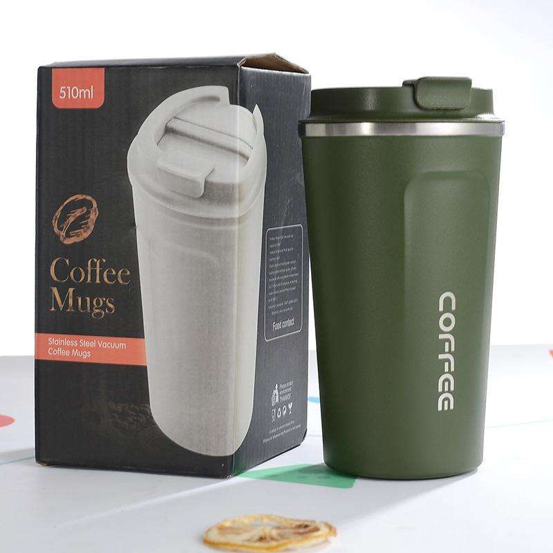 Double Stainless steel 304 Coffee Mug Car Thermos Mug Travel Thermo Cup 380ml(White)