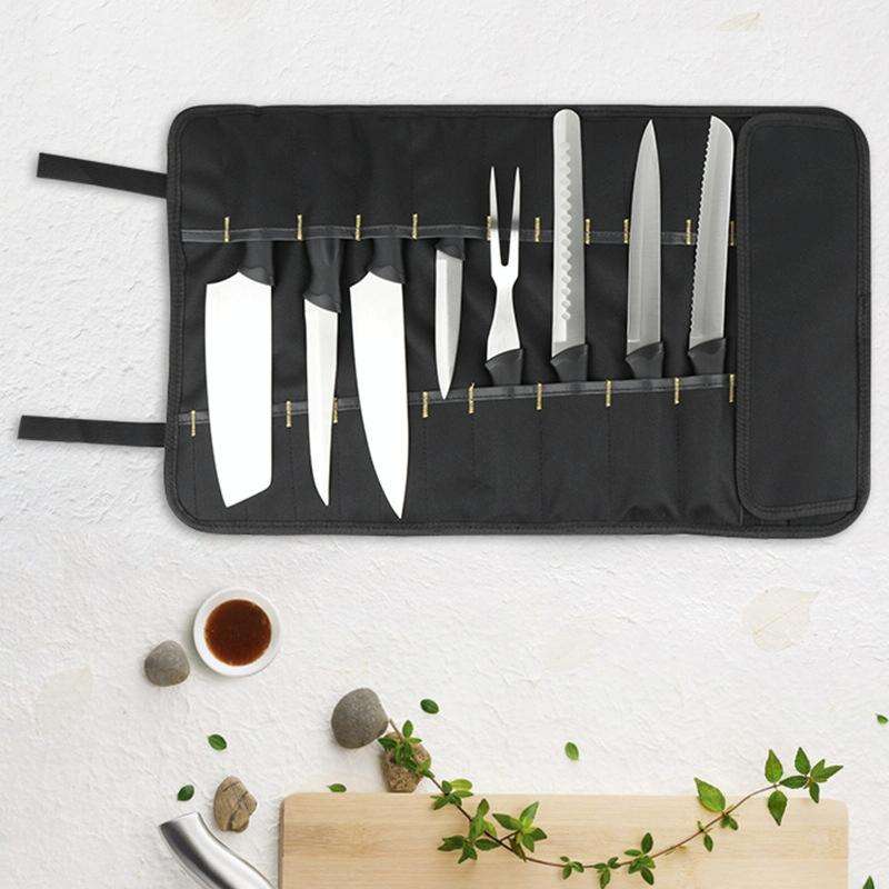 Chef Knife Storage Bag Portable Reel Knife Bag(Black)