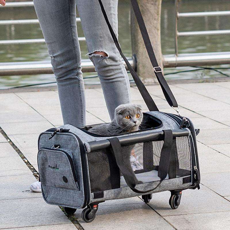 LDLC QS-019 Hauling Universal Wheel Large-capacity Pet Carrier Bag, Size: M(Light Gray)