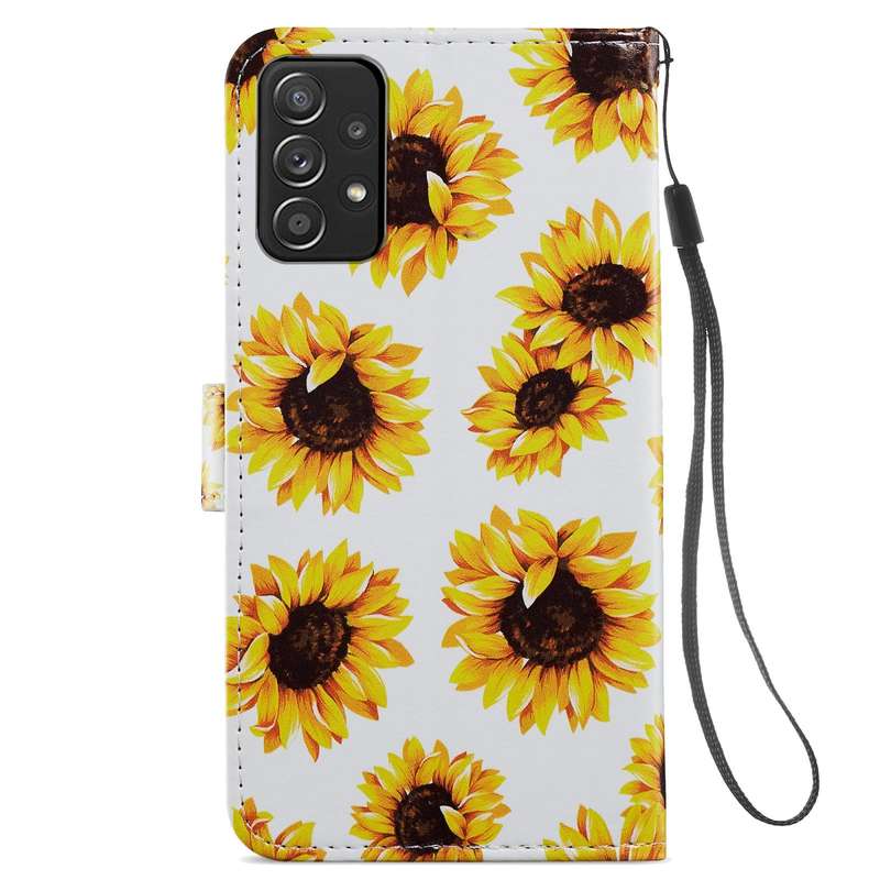For Samsung Galaxy A53 5G Painted Pattern Horizontal Flip Leather Phone Case(Sunflower)
