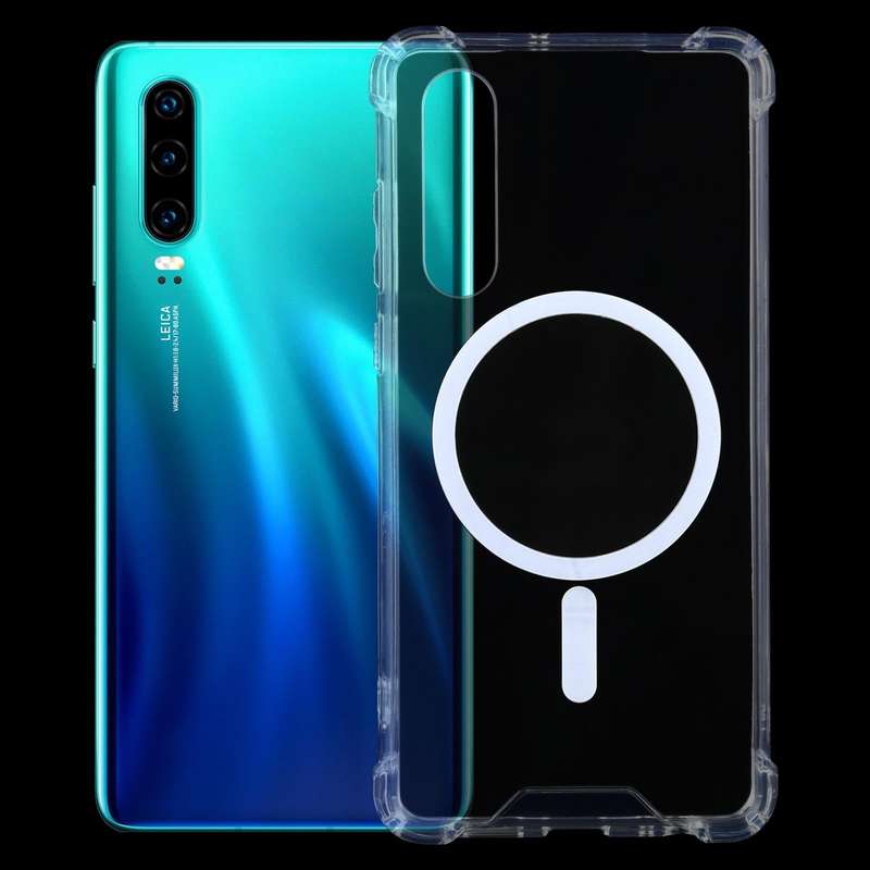 For Huawei P30 Magsafe Case Clear Four-corner Airbag Shockproof PC + TPU Case with Magnetic(Trans...