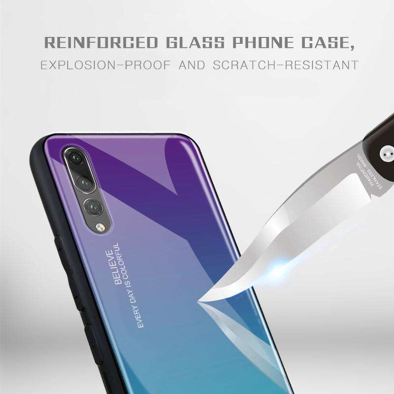 For Huawei P20 Gradient Color Glass Case(Blue)