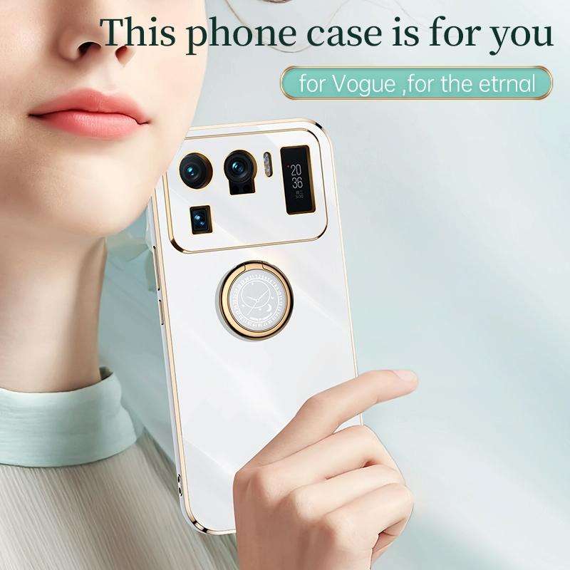 For Xiaomi Mi 11 Ultra XINLI Straight 6D Plating Gold Edge TPU Shockproof Case with Ring Holder(B...