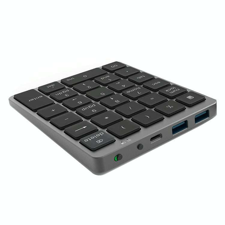N970 Pro Dual Modes Aluminum Alloy Rechargeable Wireless Bluetooth Numeric Keyboard with USB HUB ...