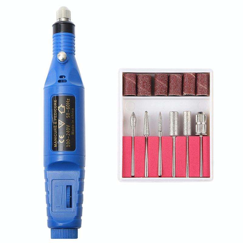1 Set Power Professional Electric Manicure Machine Pen Pedicure Nail File Nail Tools 6 bits Drill...