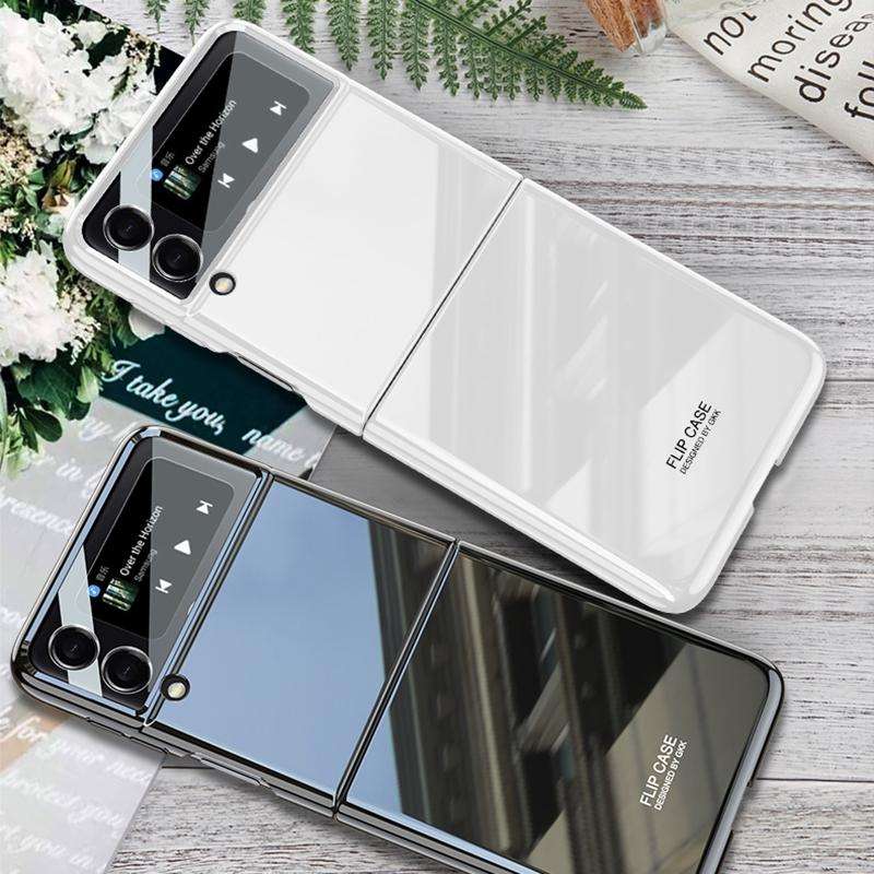 For Samsung Galaxy Z Flip3 5G GKK UV Porcelain Full Coverage Phone Flip Case(White)
