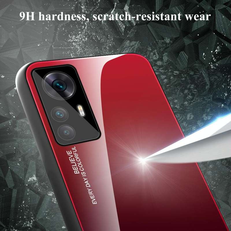 For Xiaomi Redmi K50 Ultra / 12T / 12T Pro Gradient Color Glass Phone Case(Yellow Pink)