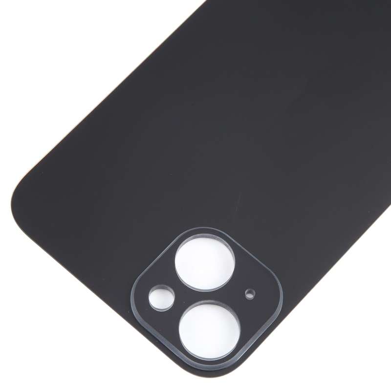 For iPhone 15 Plus Easy Replacement Big Camera Hole Glass Back Battery Cover(Black)