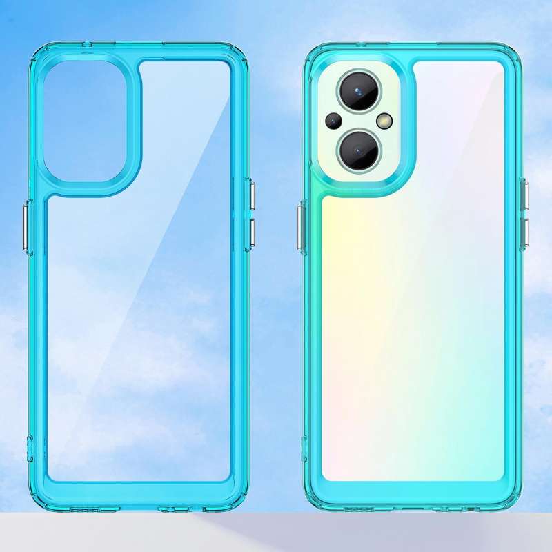 For OPPO Reno 7Z 5G Colorful Series Acrylic + TPU Phone Case(Transparent Blue)