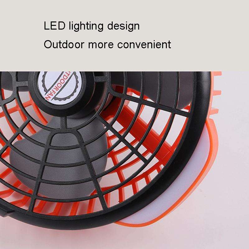 Outdoor Camping USB Charging Fan Tent Swing Head Fan With Tripod LED Light(Black)
