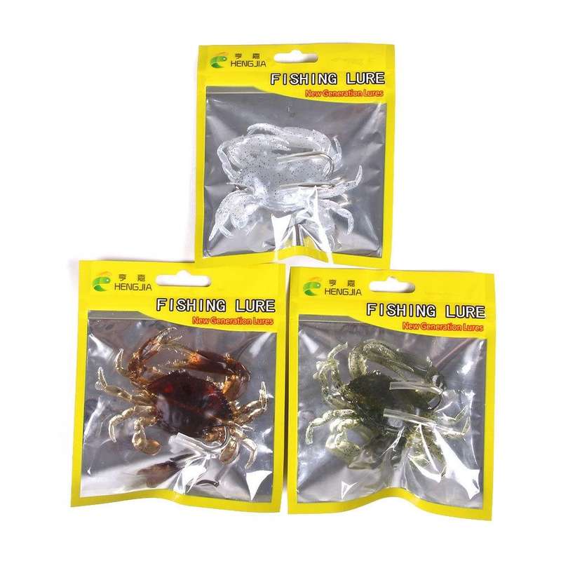3 PCS HENGJIA SO068 Submerged Crab Hook Anti-hanging Bottom Ice Fishing Bait, Color: 10cm 30g Gray