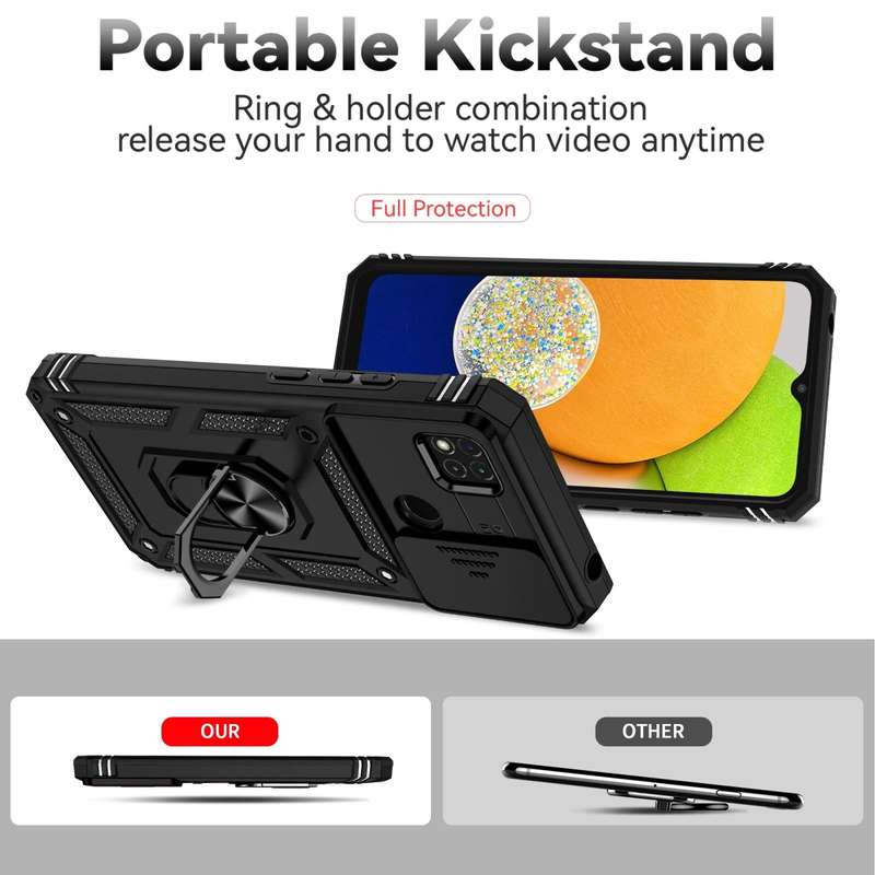 For Samsung Galaxy A03 Sliding Camshield Holder Phone Case(Black)