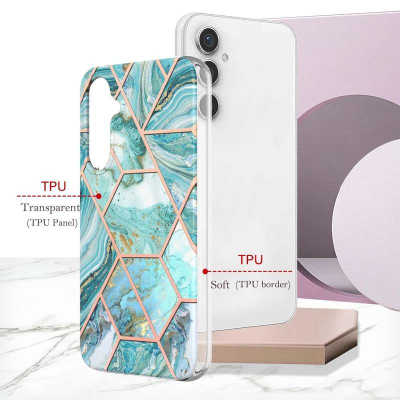 For Samsung Galaxy S23 FE 5G Electroplating Splicing Marble TPU Phone Case(Blue)