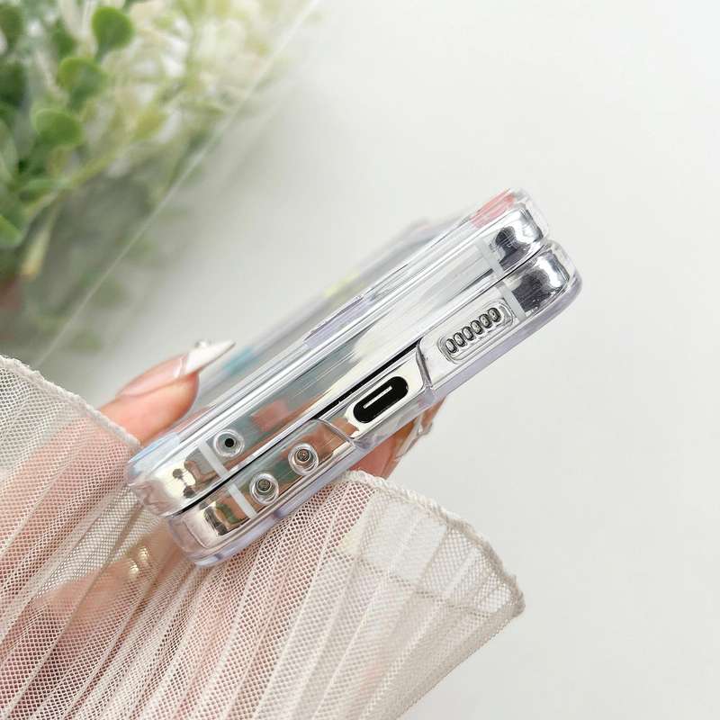 For Samsung Galaxy Z Flip5 Transparent PC All Inclusive Hinge Folding Phone Case with Bracelet(Co...
