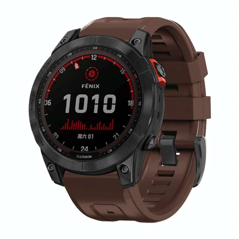 For Garmin Fenix 7X / 6X / 5X 26mm Black Buckle Silicone Watch Band(Dark Brown)