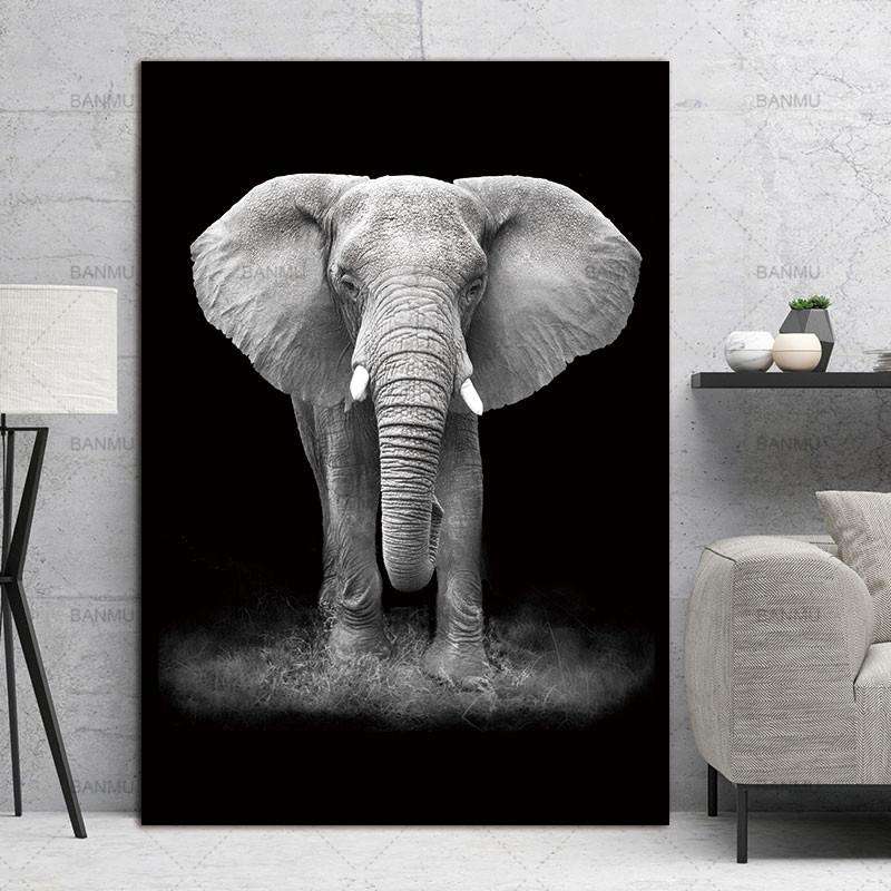 Simple Black and White Animal Decoration Painting Study Living Room Sofa Background Wall Painting...