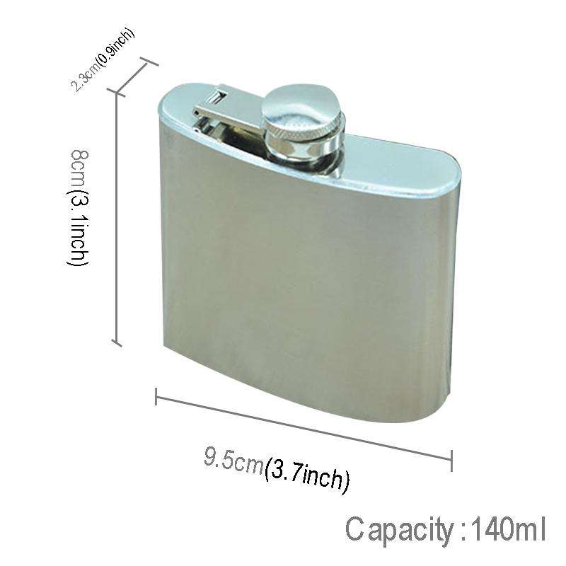 140mL (5oz) Outdoor Sports Handy Home Travel Wild Stainless Steel Portable Hip Flask(with Small F...