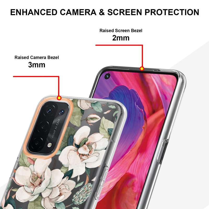 For OPPO A74 5G / A93 5G / A54 5G / A93S 5G Flowers and Plants Series IMD TPU Phone Case(Green Ga...