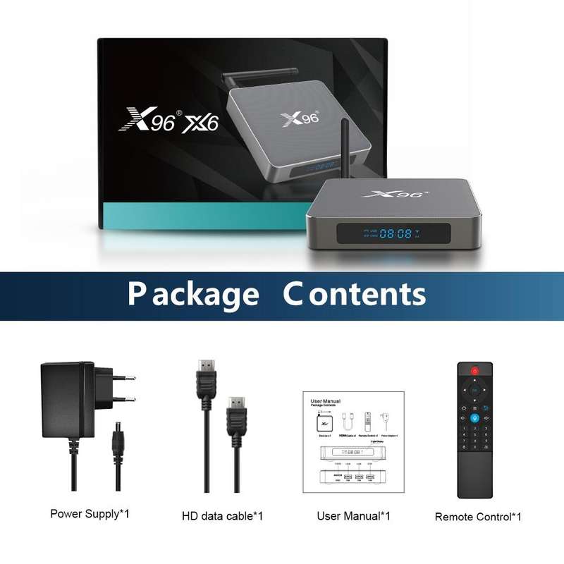 X96 X6 8K Smart TV BOX Android 11.0 Media Player, RK3566 Quad Core ARM Cortex A55, RAM: 8GB, ROM:...
