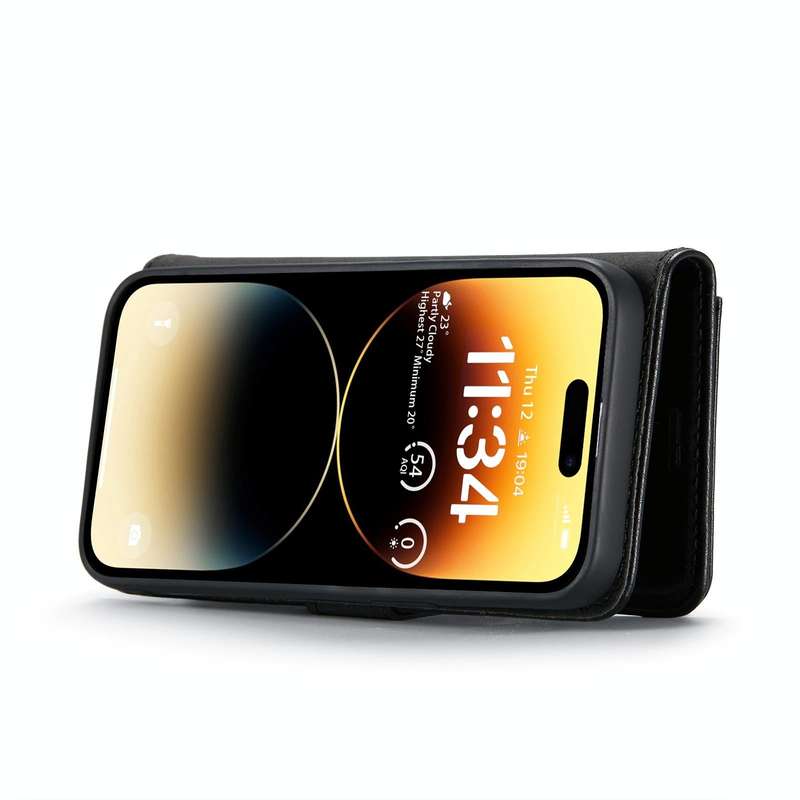 For iPhone 14 Pro Max DG.MING Crazy Horse Texture Detachable Magnetic Leather Case(Black)