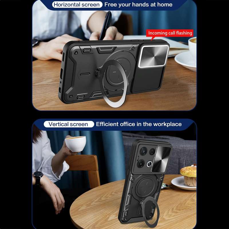 For OPPO Reno8 Pro 5G CD Texture Sliding Camshield Magnetic Holder Phone Case(Silver)
